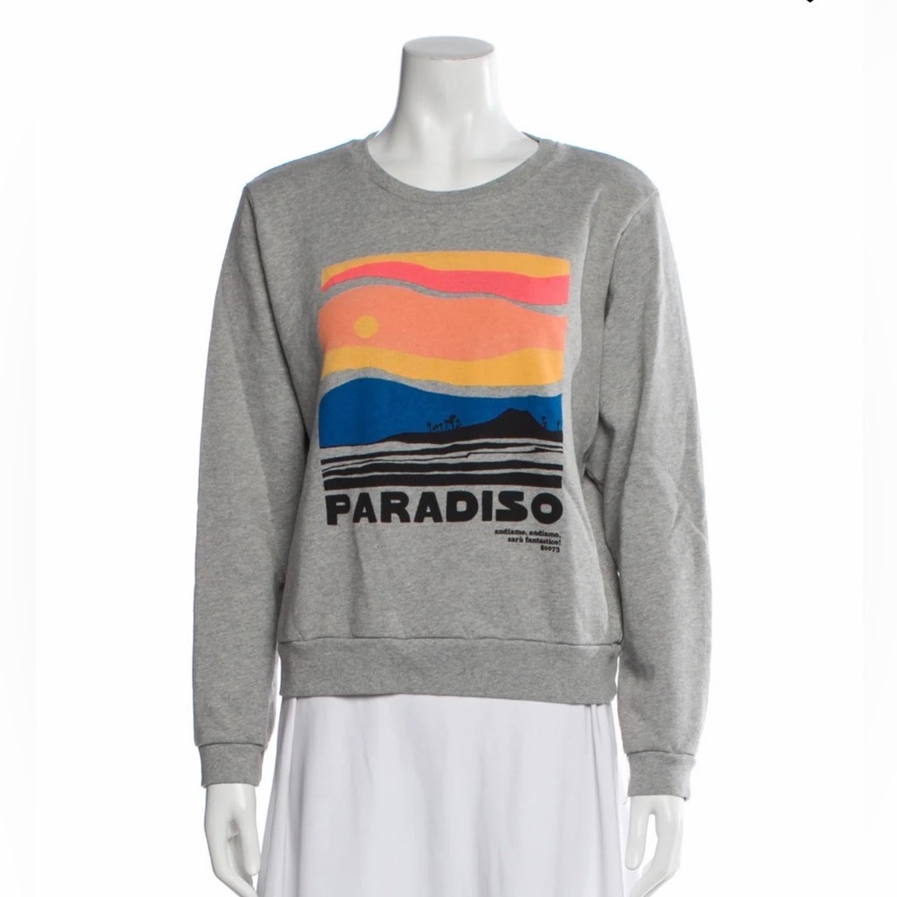 Mother Medium New Paradiso Graphic Grey Crewneck Sweater